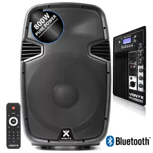 Vonyx SPJ1500ABT 15" Active PA Speaker with Bluetooth and USB MP3 Player 800W - Picture 1 of 12