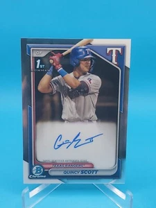 Quincy Scott 2024 Bowman Chrome #CPA-QS 1st Bowman Auto - Rangers Prospect - Picture 1 of 2