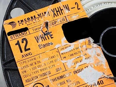 Encore #12awg XHHW-2 19-Strand Copper Building Wire XLPE 600V 90C White /50ft - Image 1 of 4