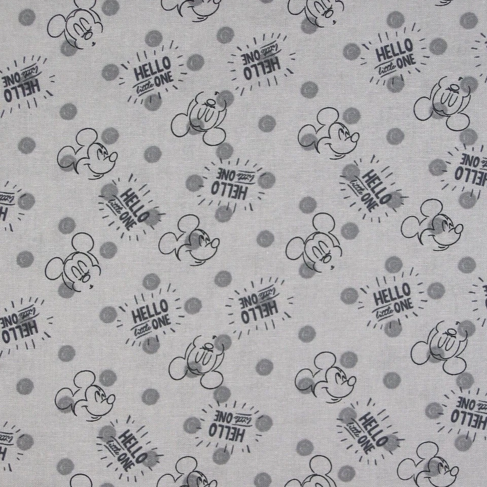 Disney Mickey Hello Little One Gray 100% Cotton Fabric by The Yard - Image 1 of 1