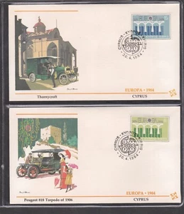 CYPRUS 1984 2 FLEETWOOD FIRST DAY COVERS EUROPA BRIDGE + AUTOMOBILE CACHET - Picture 1 of 2