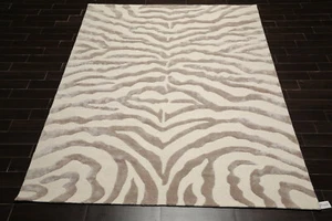 LoomBloom Handmade Modern Area Rug Zebra Skin Wool and Faux silk Multi size - Picture 1 of 15