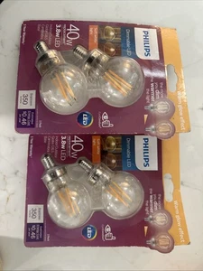 Philips 4 Count Dimmable LED G16.5 Globe Candelabra Bulbs 350 Lumens - Picture 1 of 3