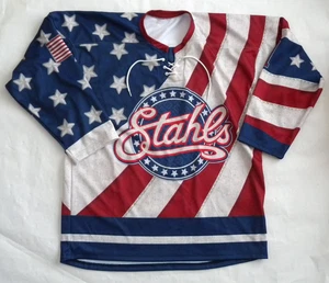 Camiseta deportiva de hockey Stahls patriótica roja blanca y azul Power Play for Heroes L - Imagen 1 de 7