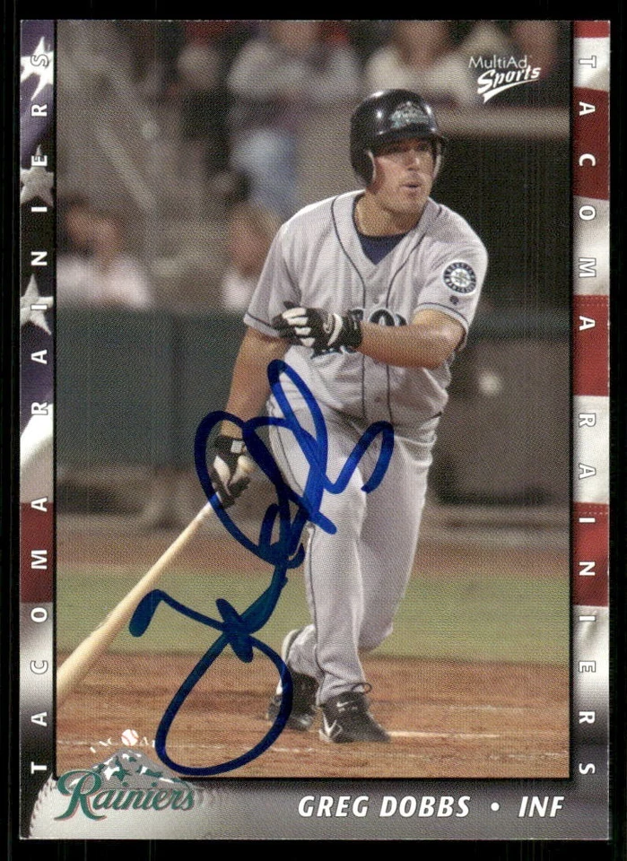 2004 Tacoma Rainiers GREG DOBBS Signed Card autograph auto MARINERS - Image 1 of 1