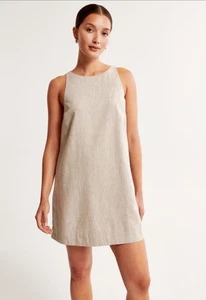 Abercrombie & Fitch mini abito donna cotone lino taglia XXL piccole tasche NUOVO - Foto 1 di 11