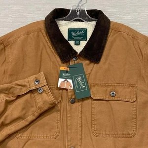 Woolrich Barn Jacket Mens 2XL Brown Canvas Sherpa Lined Corduroy Collar Chore - Imagen 1 de 16