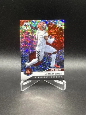 2021 Panini Mosaic Ja’Marr Chase RC NO HUDDLE SILVER NFL Debut Rookie Bengals - Image 1 of 2