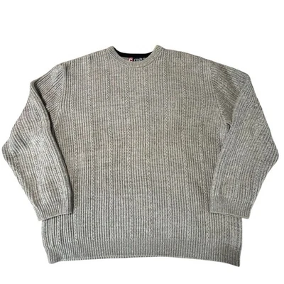 Chaps Mens Size Large Fisherman Sweater Cable Knit Grandpacore Grey Cotton - Image 1 of 4