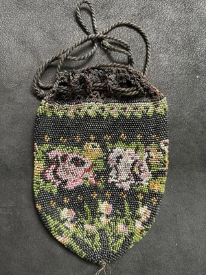 Antique Victorian Beaded Drawstring Bag - Image 1 of 4