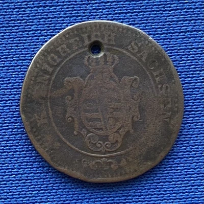 1864-B Germany Sachsen 2 pfennige Coin -FREE Shipping - Image 1 of 2