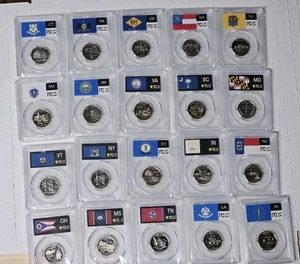 1999, 2000, 2001 & 2002 S State Proof CLAD PCGS 70 20 Coin Quarter Set - Picture 1 of 9