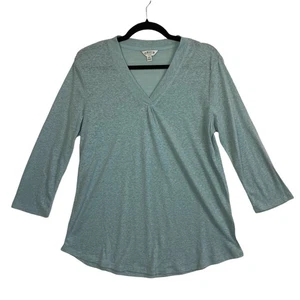 Orvis Relaxed V-neck Pullover Linen Blend Top Size Medium - Picture 1 of 5