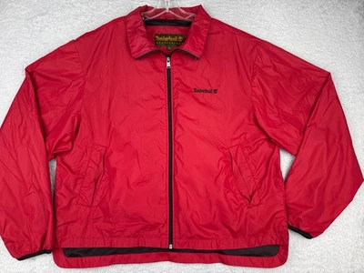 Timberland Jacket Mens Extra Large Red Windbreaker Full Zip 100% Nylon Shell - Image 1 of 4