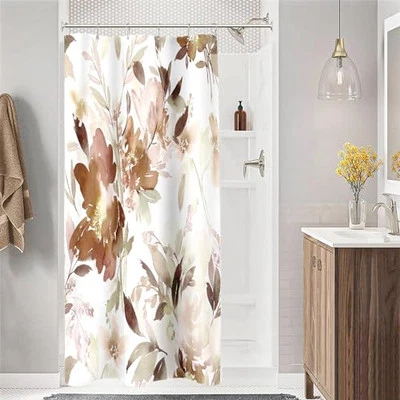 Cortina de Ducha Puesto Pequeño 36 x 72 Pulgadas, Medio Estrecho Acuarela Tela Floral  Foto 1 de 4