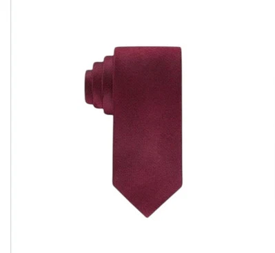 Corbata Formal Calvin Klein Para Hombre Clásica Roja Borgoña 100% Seda Texturizada  Foto 1 de 4