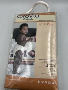 Pañales de tela Grovia Prefolds talla 3 algodón original MB 15x18,5" infantil largos nuevos en paquete - Imagen 1 de 8