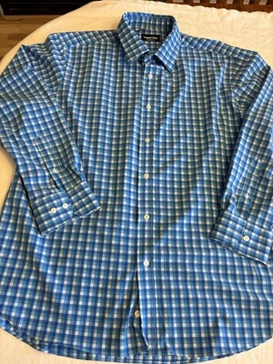 Lands End Performance Button Down Shirt Mens L Plaid Casual Long Sleeve 16-16.5 - Image 1 of 4