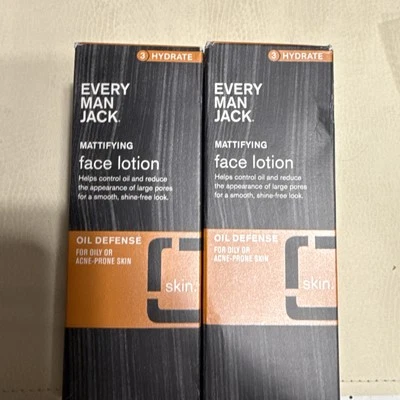 Loción facial matificante Every Man Jack Oil Defense 2,5 oz lote de 2 Foto 1 de 4