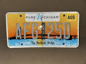 High Quality 2014 Pure Michigan License Plate # AFG 250 "The Mackinac Bridge" - Picture 1 of 2