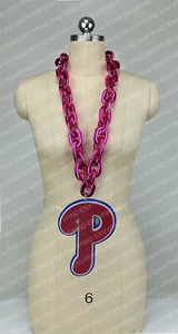New MLB PHILADELPHIA PHILLIES Big Fan Chain HOT PINK Necklace LOGO Foam - Picture 1 of 3