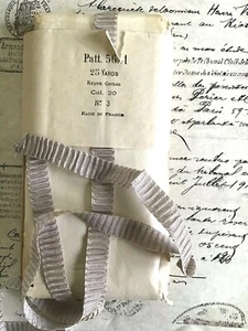 1 yd Vintage Antique French Rayon/Cotton Gray Rouched PleatedRibbon - Picture 1 of 1
