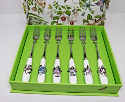 Portmeirion Botanic Garden Set of 6 Porcelain Pastry Forks, 6 Inches - Изображение 1 из 4