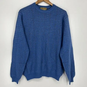 Tricots St Raphael Sweater Men's M Blue Knit Polka Dot VIntage Wool Crew Neck - Picture 1 of 8