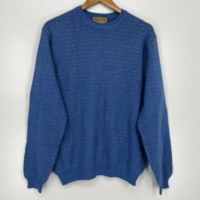 Tricots St Raphael Sweater Men's M Blue Knit Polka Dot VIntage Wool Crew Neck - Image 1 of 4