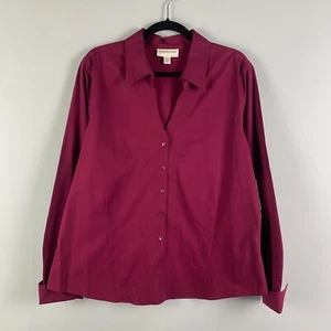 Coldwater Creek Button Up Shirt Size XL Pink Cotton Long Sleeve Collared - Picture 1 of 10