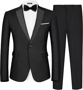 Men'S 2 Piece Suit One Button Slim Fit Formal Wedding Prom Tuxedo Suits Blazer P - Picture 1 of 12