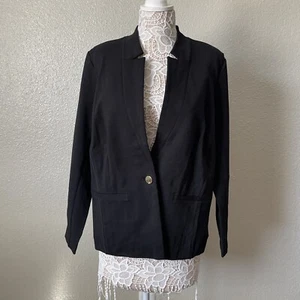 Blazer Eloquii Negro con Un Botón Dorado Talla Grande 18 Moderno Corte Recto - Imagen 1 de 13