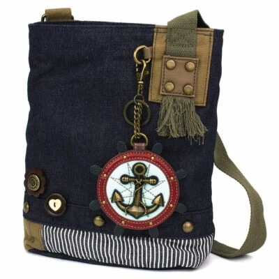 Nuevo Bolso Mensajero Bandolera Parche Chala Denim Azul Marino ANCHOR Monedero Regalo Foto 1 de 4