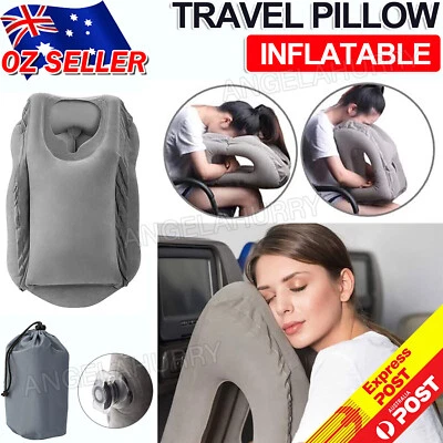 Inflatable Air Cushion Travel Pillow for Airplane Office Nap Neck Head Chin NEW - image 1 of 4