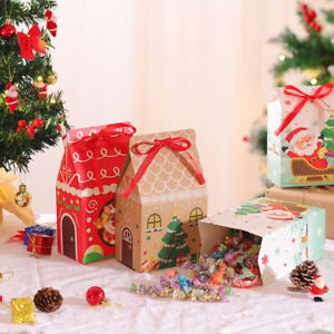  Christmas Candy Boxes Brown Paper Gift Bags Cookie Mini Cookies Small