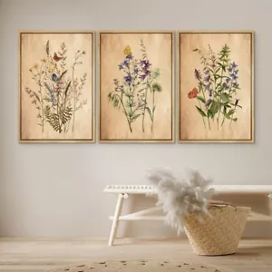 Wall26 Vintage Wildflowers Framed Wall Art Boho Floral Canvas Prints - Picture 1 of 20