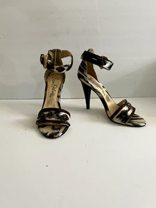 Sam Edelman NESSIE Women 7 M Stiletto High Heel Gold Brown Zebra Leather Beaded - Picture 1 of 11
