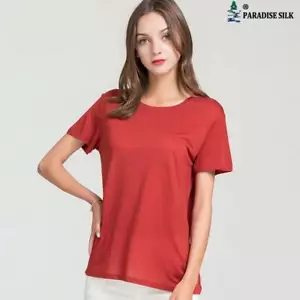 Para mujeres Mangas Cortas Hiladas Seda Lyocell Mezcla para Mujeres Camisa Suelta Lisa Capas - Imagen 1 de 9