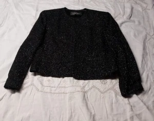 Linda Allard Ellen Tracy Black Crop Jacket Size 12 - Picture 1 of 5
