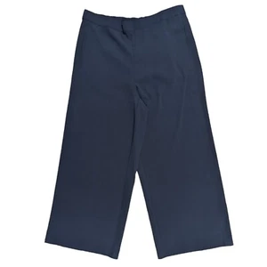 Lands' End Women Wide Leg Pants Size 12 Inseam 26" High-Rise Pull-On Dark Blue - Picture 1 of 12