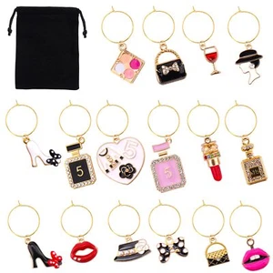 Wine Glass Charms 16pcs Drink Markers For Stem Glasses Funny Wine Charms Wine Gl - Picture 1 of 7