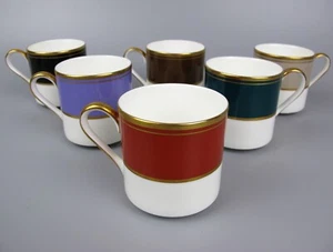 6 Narumi Coffee Cups / Cans. Harlequin Multicoloured Porcelain. Japan. 140ml - Picture 1 of 6