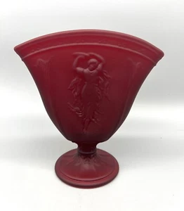 Vintage Fenton Glass Dancing Ladies Ruby Red Satin Fan Vase FFOGKC 2007 - Picture 1 of 7