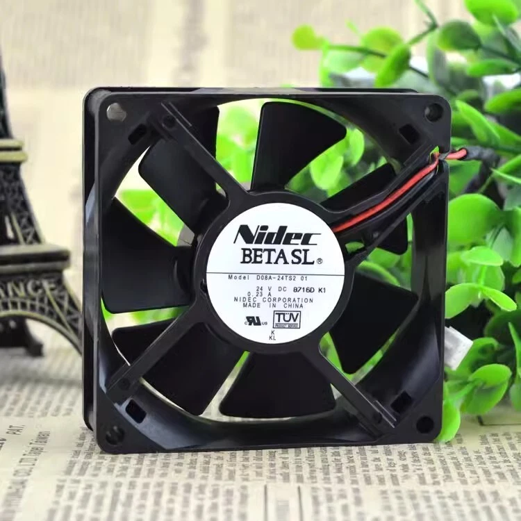 NIDEC D08A-24TS2 01 8025 DC24V 8CM 2-Wire Inverter Cooling Fan - Image 1 of 1