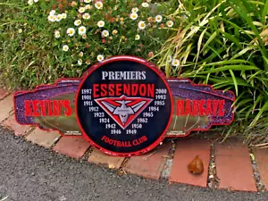 # ESSENDON BOMBERS PREMIERS LARGE SIGN "FOR KEVINS MANCAVE" - Picture 1 of 2