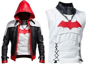 Herren Batman Arkham Nights Jacke + Weste Echtleder Biker Mode Modelljacke - Bild 1 von 6