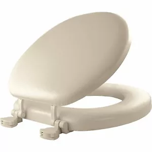 Bone Beige Soft Padded Toilet Seat Premium Cushion Standard Round Cover Comfort - Picture 1 of 2