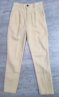 Vintage 1980's EJ GITANO Yellow Twill Pleat Front Pants - Waist 25 inches - Image 1 of 4