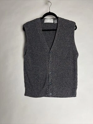 HENRY GRETHEL свитер жилет мужской M вязаный ручной рамы синий/коричневый пряжи на пуговицах - Изображение 1 из 4