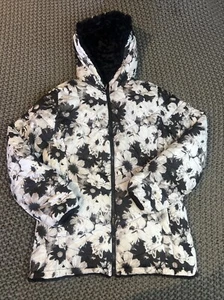 Justice Girls Reversible Jacket Coat Black / White Floral Size 16 / 18 - Picture 1 of 19